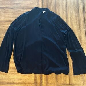 Bella Dahl Back Button Down Long Bell Sleeve Keyhole Front Tunic, Black, Large